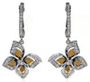 ESTATE .30CT DIAMOND 18KT 2 TONE GOLD 3D BUTTERFLY LEVERBACK HANGING EARRINGS