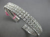 EXTRA LARGE 14.15CT DIAMOND 18KT WHITE GOLD 3 ROW FLEXIBLE CUFF BANGLE BRACELET