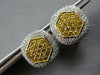 LARGE 1.74CT WHITE & CANARY DIAMOND 18KT YELLOW GOLD 3D HEXAGON CLIP ON EARRINGS