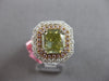 LARGE GIA 4.34CT WHITE PINK & BROWNISH GREEN DIAMOND 18KT WHITE & ROSE GOLD RING