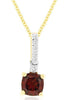 1.30CT DIAMOND & AAA GARNET 14KT YELLOW GOLD 3D CUSHION & ROUND FLOATING PENDANT