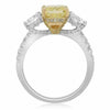 GIA CERTIFIED 3.98CT WHITE & FANCY YELLOW DIAMOND 18K 2TONE GOLD ENGAGEMENT RING