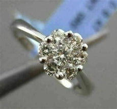 ESTATE LARGE .47CT DIAMOND 18KT WHITE GOLD FLOWER CLUSTER PROMISE RING BEAUTIFUL