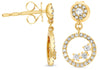 .34CT DIAMOND 14KT YELLOW GOLD FLOWER BEZEL CIRCLE OF LIFE FUN HANGING EARRINGS