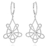 LARGE 1.44CT DIAMOND 18KT WHITE GOLD SOLITAIRE FLOWER TEAR DROP HANGING EARRINGS