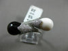 ESTATE LARGE .65CT DIAMOND AAA ONYX & AGATE 14KT WHITE GOLD CRISS CROSS FUN RING