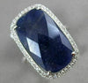 LARGE 6.13CT DIAMOND & AAA SLICED SAPPHIRE 14KT WHITE GOLD 3D HALO MILGRAIN RING