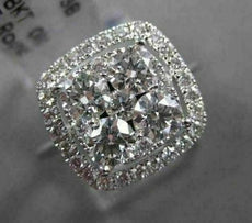 ESTATE LARGE 1.4CT DIAMOND 18K WHITE GOLD CLUSTER SQUARE ENGAGEMENT PROMISE RING