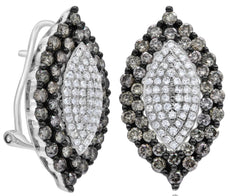 2.34CT WHITE & CHOCOLATE FANCY DIAMOND 14KT WHITE GOLD MARQUISE CLIP ON EARRINGS