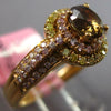 LARGE 1.11CT WHITE PINK & MOCHA DIAMOND 18KT YELLOW GOLD CLASSIC ENGAGEMENT RING