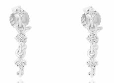 .05CT DIAMOND 14KT WHITE GOLD 3D BY THE YARD LOVE FLEXIBLE HOOP HANGING EARRINGS
