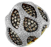 LARGE 2.92CT WHITE & CHOCOLATE FANCY DIAMOND 14K YELLOW GOLD 3D MULTI SHAPE RING