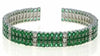 LARGE 14.02CT DIAMOND & AAA EMERALD 18KT WHITE GOLD 3D MULTI ROW BANGLE BRACELET