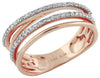 ESTATE 0.30CT DIAMOND 14KT ROSE GOLD 3D MULTI ROW CRISS CROSS ANNIVERSARY RING