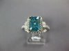 ESTATE LARGE 4.77CT DIAMOND & AAA BLUE ZIRCON 14KT WHITE GOLD 3D ENGAGEMENT RING