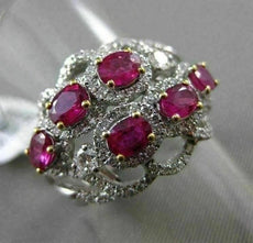 ANTIQUE LARGE 1.96CT DIAMOND & RUBY 18KT WHITE & YELLOW GOLD 3D ETOILE FUN RING