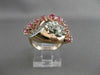 ANTIQUE 1.69CT OLD MINE DIAMOND RUBY 14K W ROSE GOLD FLOWER COCKTAIL RING #21009
