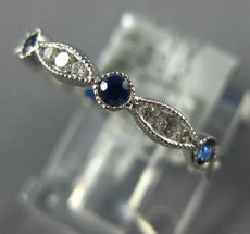 .59CT DIAMOND & AAA SAPPHIRE 18KT WHITE GOLD ETERNITY FILIGREE ANNIVERSARY RING