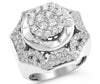 ESTATE LARGE 2.20CT DIAMOND 14KT WHITE GOLD 3D OCTAGON PYRAMID CLUSTER MENS RING