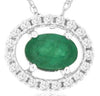 .56CT DIAMOND & AAA EMERALD 14K WHITE GOLD 3D OVAL & ROUND HALO SIDEWAYS PENDANT