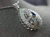 ESTATE LARGE 1.32CT DIAMOND & AAA SAPPHIRE 14KT WHITE GOLD 3D TEAR DROP PENDANT
