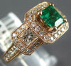 WIDE 1.39CT DIAMOND & AAA EMERALD 14K ROSE GOLD PRINCESS & ROUND ENGAGEMENT RING