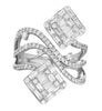 EXTRA LARGE 1.69CT DIAMOND 18KT WHITE GOLD ROUND & BAGUETTE DOUBLE SQUARE RING