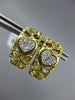 .15CT DIAMOND 14KT 2 TONE GOLD 3D HEART SHAPE SEMI HOOP CLIP ON HANGING EARRINGS
