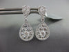 LARGE 1.57CT DIAMOND 18KT WHITE GOLD CLUSTER FLOWER TEAR DROP HANGING EARRINGS