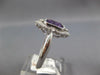 LARGE 1.58CT DIAMOND & AAA AMETHYST 14KT WHITE GOLD 3D EMERALD CUT FILIGREE RING