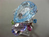 ESTATE LARGE 19.46CT DIAMOND & AAA MULTI COLOR GEM 18KT WHITE GOLD 3D FUN RING