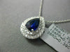ESTATE 1.0CT DIAMOND & AAA SAPPHIRE 18KT WHITE GOLD TEAR DROP PEAR SHAPE PENDANT
