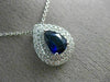 ESTATE LARGE 1.70CT DIAMOND & AAA SAPPHIRE 18K WHITE GOLD TEAR DROP HALO PENDANT