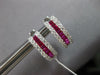 1.09CT DIAMOND & AAA RUBY 14KT WHITE GOLD THREE ROW HUGGIE HOOP HANGING EARRINGS
