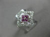 WIDE .51CT DIAMOND & AAA PINK SAPPHIRE 14K WHITE GOLD OPEN FILIGREE HEXAGON RING