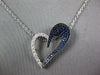ESTATE .81CT DIAMOND & AAA SAPPHIRE 18KT WHITE GOLD OPEN HEART MULTI ROW PENDANT