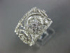 ESTATE WIDE 1.04CT DIAMOND 18KT WHITE GOLD 3D FLOWER OPEN FILIGREE FUN RING