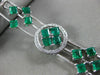 ESTATE WIDE 9.06CT DIAMOND & AAA EMERALD 18KT WHITE GOLD 3D HALO TENNIS BRACELET