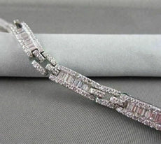 ANTIQUE 5.74CT WIDE 18KT GOLD DIAMOND BAGUETTE & ROUND BRACELET