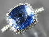 LARGE 2.64CT DIAMOND & AAA CEYLON SAPPHIRE 14KT WHITE GOLD CUSHION RING #27173