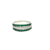 ESTATE .72CT DIAMOND & AAA EMERALD 18K WHITE GOLD 3 ROW WEDDING ANNIVERSARY RING