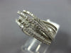 ESTATE LARGE .97CT DIAMOND 14KT WHITE GOLD 3D MULTI ROW CRISS CROSS X LOVE RING