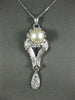 ANTIQUE .50CT OLD MINE DIAMOND AAA SOUTH SEA PEARL 14K WHITE GOLD PENDANT #21893