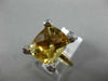 ESTATE LARGE 4.99CT DIAMOND & AAA CITRINE 14K WHTIE GOLD 3D CUSHION CUT FUN RING
