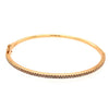 1.2CT DIAMOND 18KT YELLOW GOLD CLASSIC ROUND SEMI ETERNITY CUFF BANGLE BRACELET