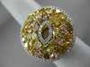 GIA EXTRA LARGE 4.22CT WHITE & MULTI COLOR DIAMOND 18K YELLOW GOLD 3D ROUND RING