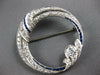 ANTIQUE LARGE 2.7CT OLD MIN DIAMOND & AAA SAPPHIRE PLATINUM CIRCULAR PIN PENDANT