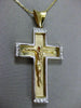 ESTATE LARGE .35CT DIAMOND 14KT TWO TONE GOLD 3 DIMENSION CROSS PENDANT #9875