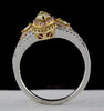 WIDE 1CT WHITE & FANCY YELLOW DIAMOND 18KT 2 TONE GOLD MARQUISE ENGAGEMENT RING