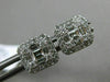 ESTATE .60CT ROUND & EMERALD DIAMOND 18K WHITE GOLD 3D SQUARE HALO STUD EARRINGS